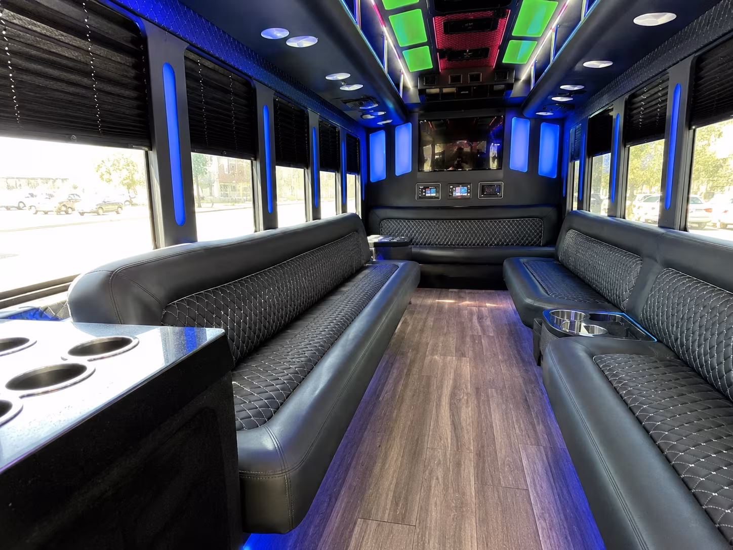 greenwich 15 passenger party bus inside