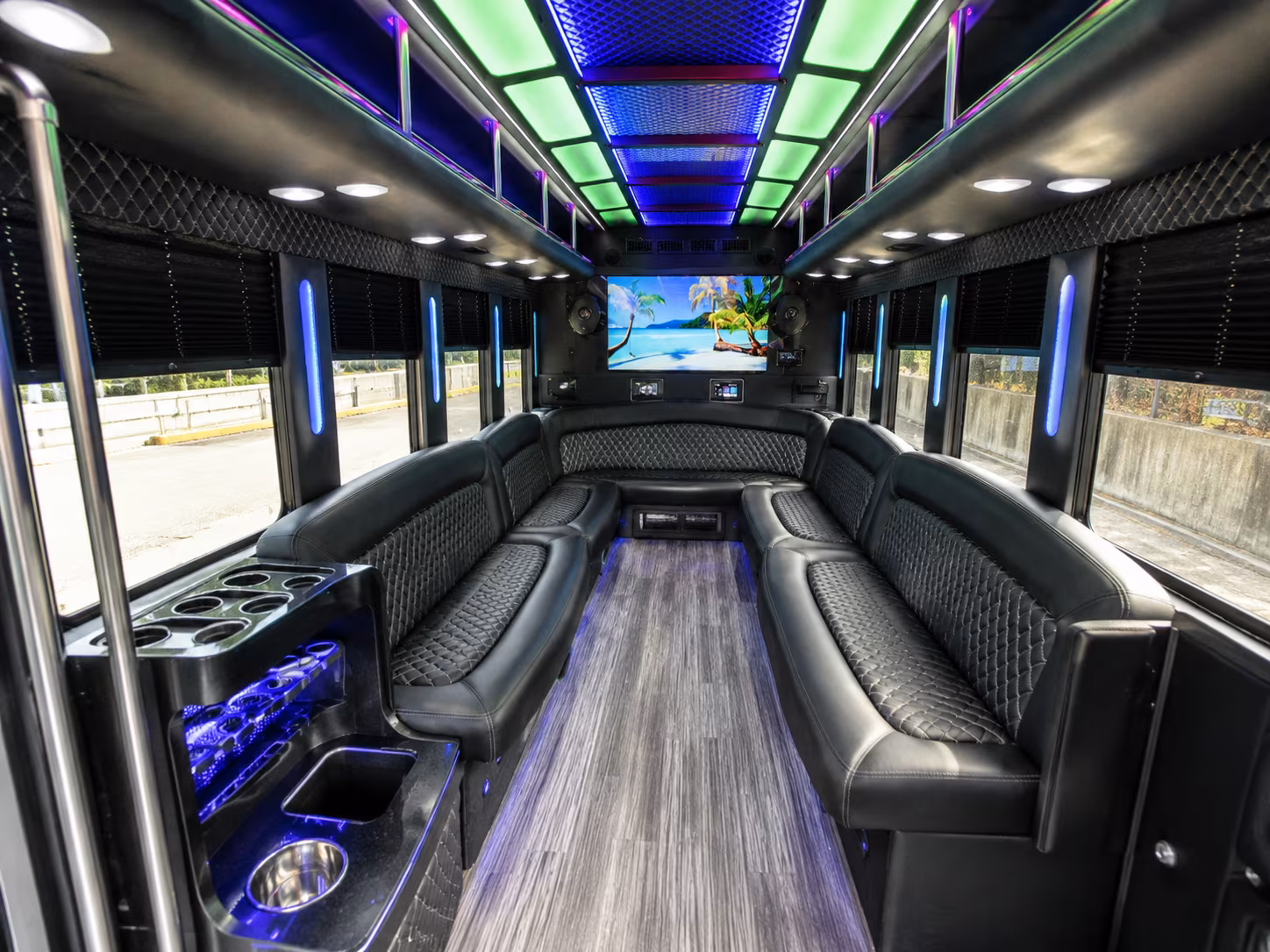 greenwich 18 passenger party bus inside
