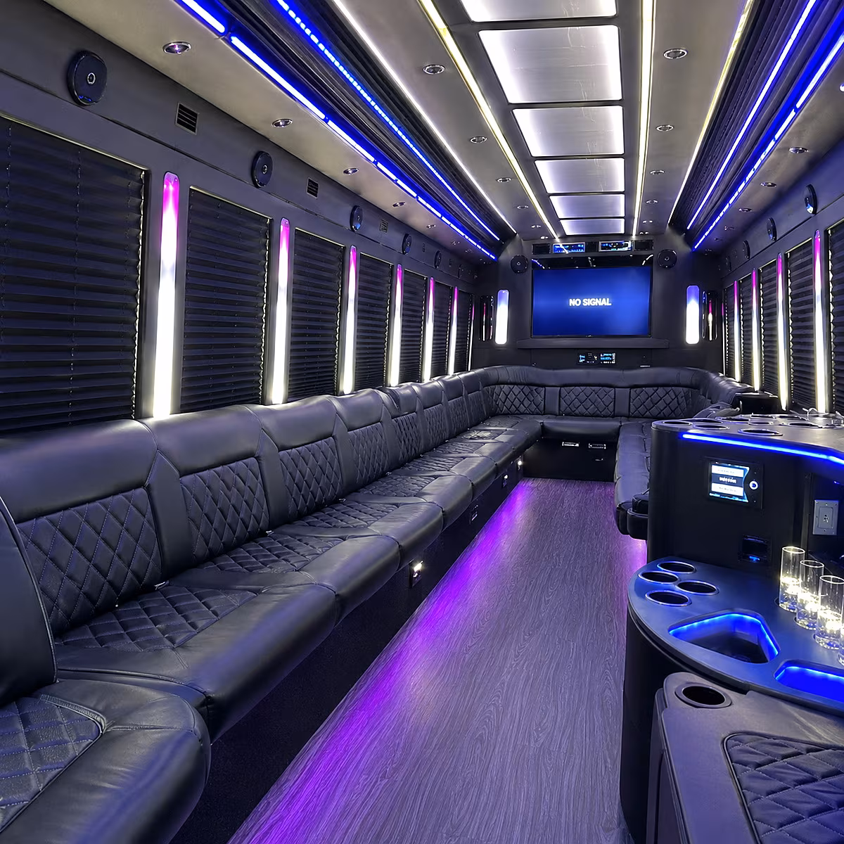 greenwich 30 passenger party bus inside
