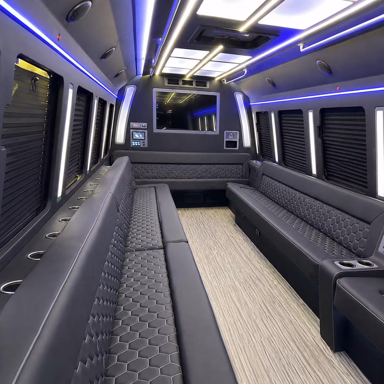 greenwich 40 passenger party bus inside