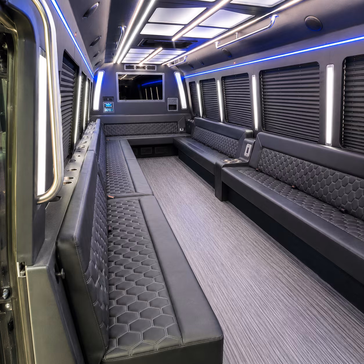 greenwich 40 passenger party bus interior