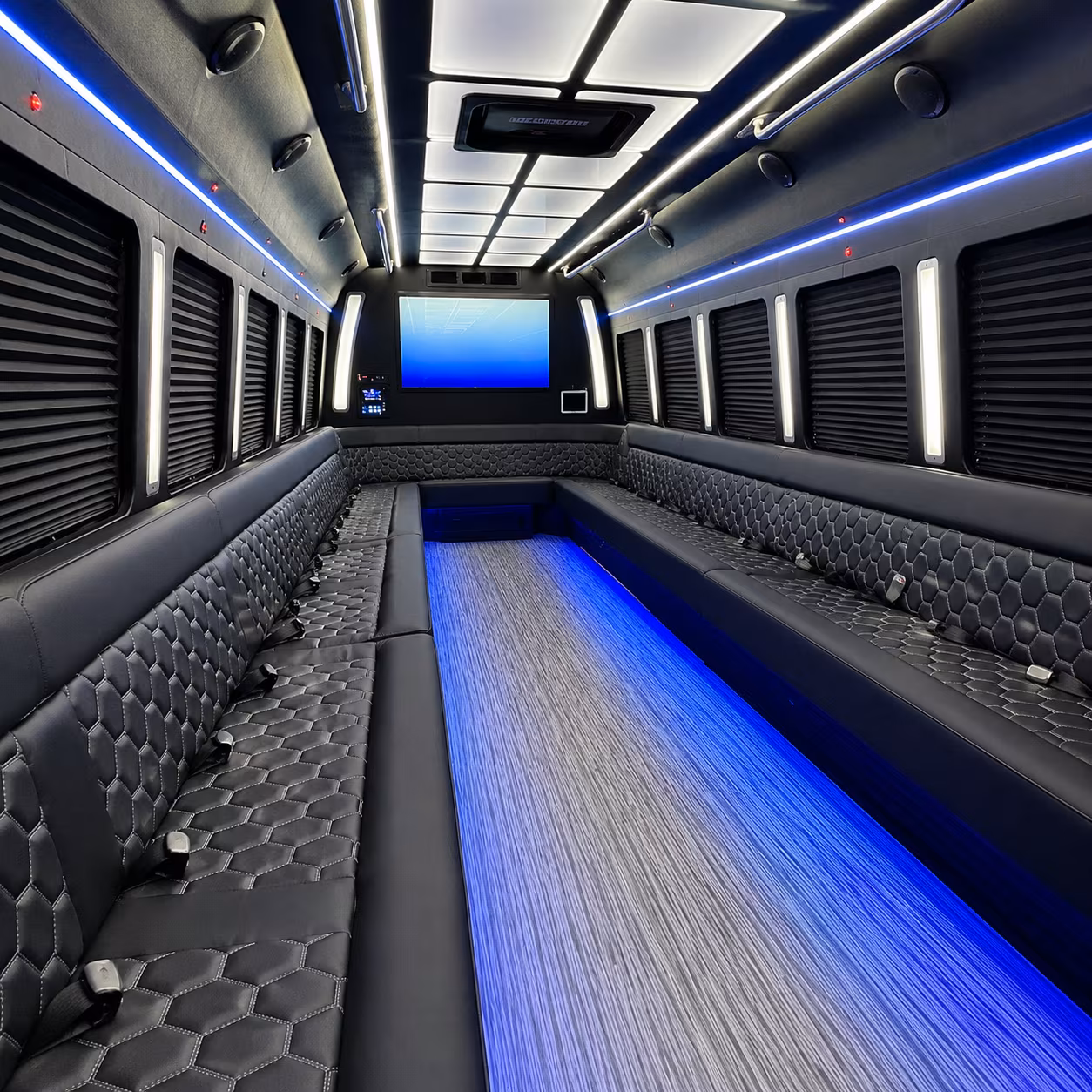 greenwich 50 passenger party bus inside
