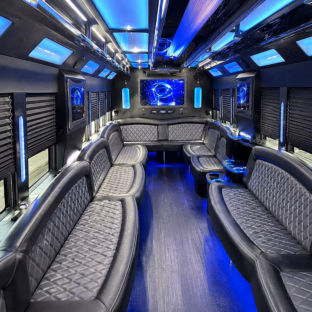 greenwich 50 passenger party bus interior